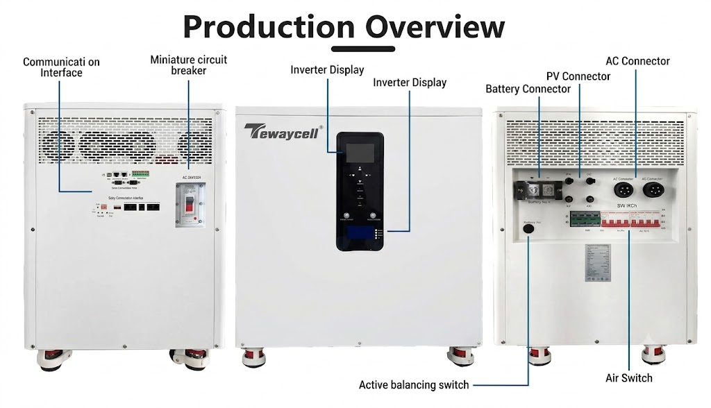 51.2V 587Ah 30kWh Hithium LiFePO4 Three Phase All-in-One Energy Storage System AC380V with 12kW Hybrid Inverter