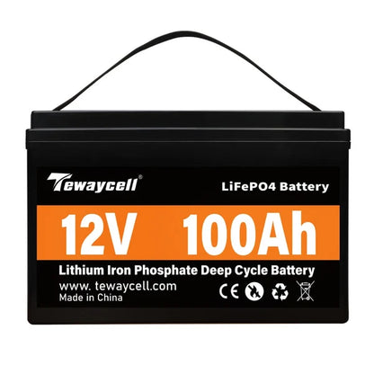 Tewaycell 12V 100AH LiFePO4 Battery Built-in Samrt 100A BMS With Bluetooth, Active Balancer