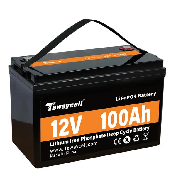 Tewaycell 12V 100AH LiFePO4 Battery Built-in Samrt 100A BMS With Bluetooth, Active Balancer