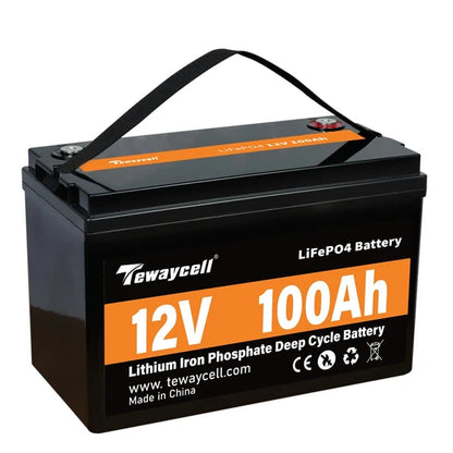 Tewaycell 12V 100AH LiFePO4 Battery Built-in Samrt 100A BMS With Bluetooth, Active Balancer