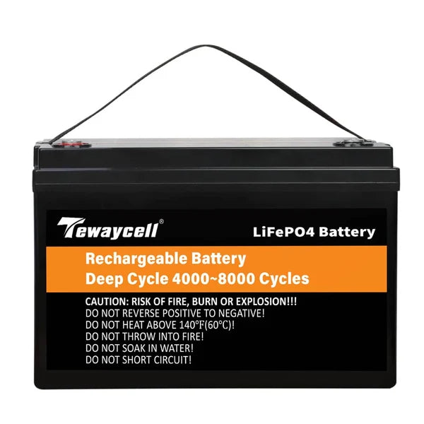 Tewaycell 12V 100AH LiFePO4 Battery Built-in Samrt 100A BMS With Bluetooth, Active Balancer