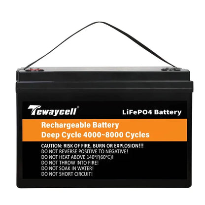 Tewaycell 12V 100AH LiFePO4 Battery Built-in Samrt 100A BMS With Bluetooth, Active Balancer