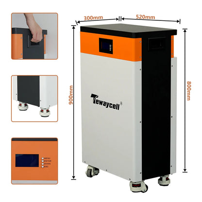USA Stock 51.2V 300Ah LiFePO4 Battery 15KWh Mobile Energy Storage Battery Built-in 200A BMS