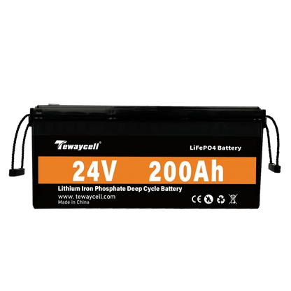 Tewaycell 24V 200AH LiFePO4 Battery Built-in Samrt BMS With Bluetooth and Active Balancer