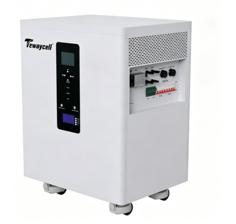 Tewaycell 32KWH 28KWH All in One Battery 51.2V 628/560Ah Mobile ESS Built in 12KW Hybrid off-grid AC380V Three Phase Inverter, Smart 300A BMS, 5A Active Balancer