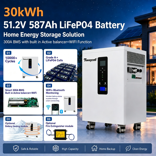 51.2V 587Ah 30kWh Hithium LiFePO4 Three Phase All-in-One Energy Storage System AC380V with 12kW Hybrid Inverter