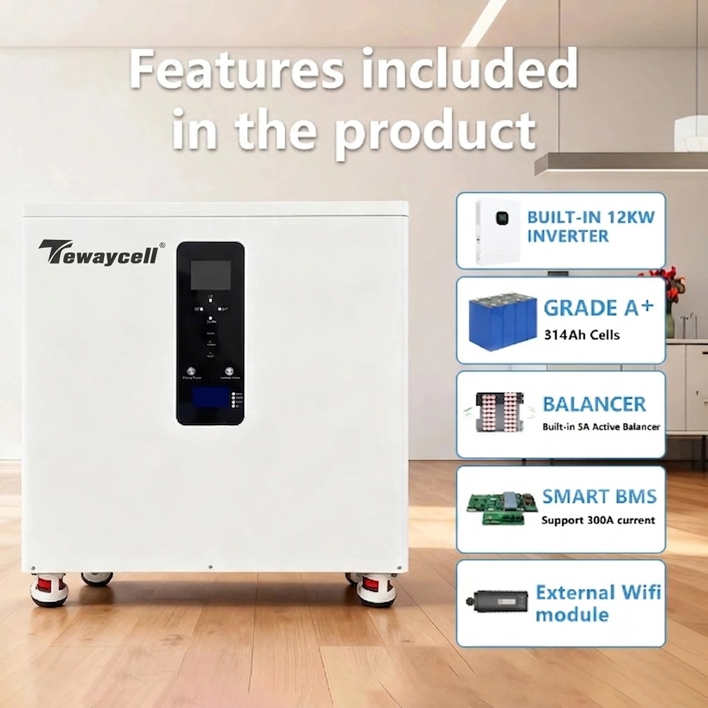51.2V 400Ah 20kWh All-in-one Mobile ESS Built-in 10kW or 12KW Hybrid off-grid Three Phase Inverter 380V/400V,300A BMS,Equalization Module