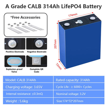 CALB 314Ah LiFePO4 Battery Cells - Brand New Grade A with QR Code