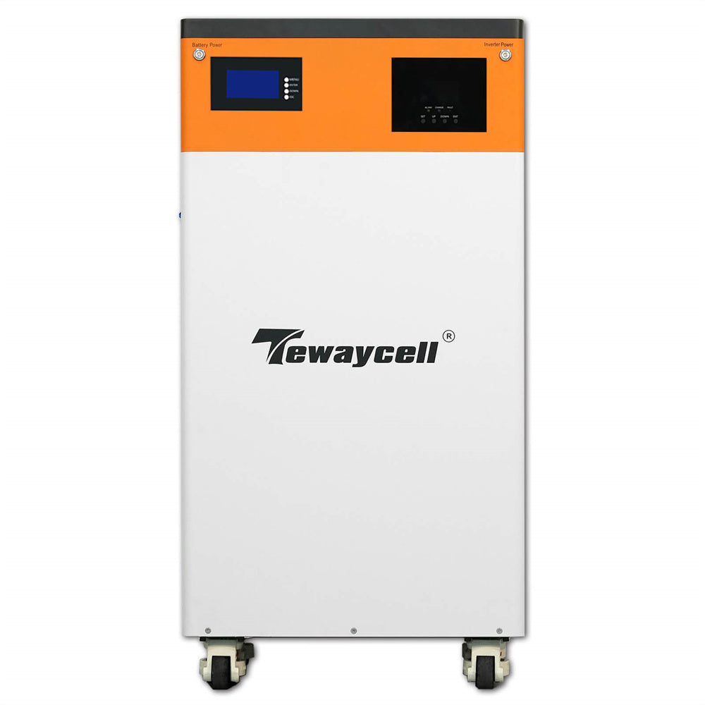 USA Stock Tewaycell 51.2V 300Ah 15Kwh All in One LiFePO4 Battery Built-in 5kw Hybrid Off-grid 110V/120V Inverter