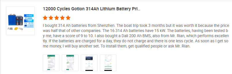 Customer review screenshot