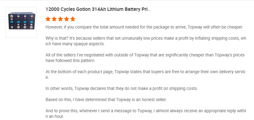 Customer review screenshot